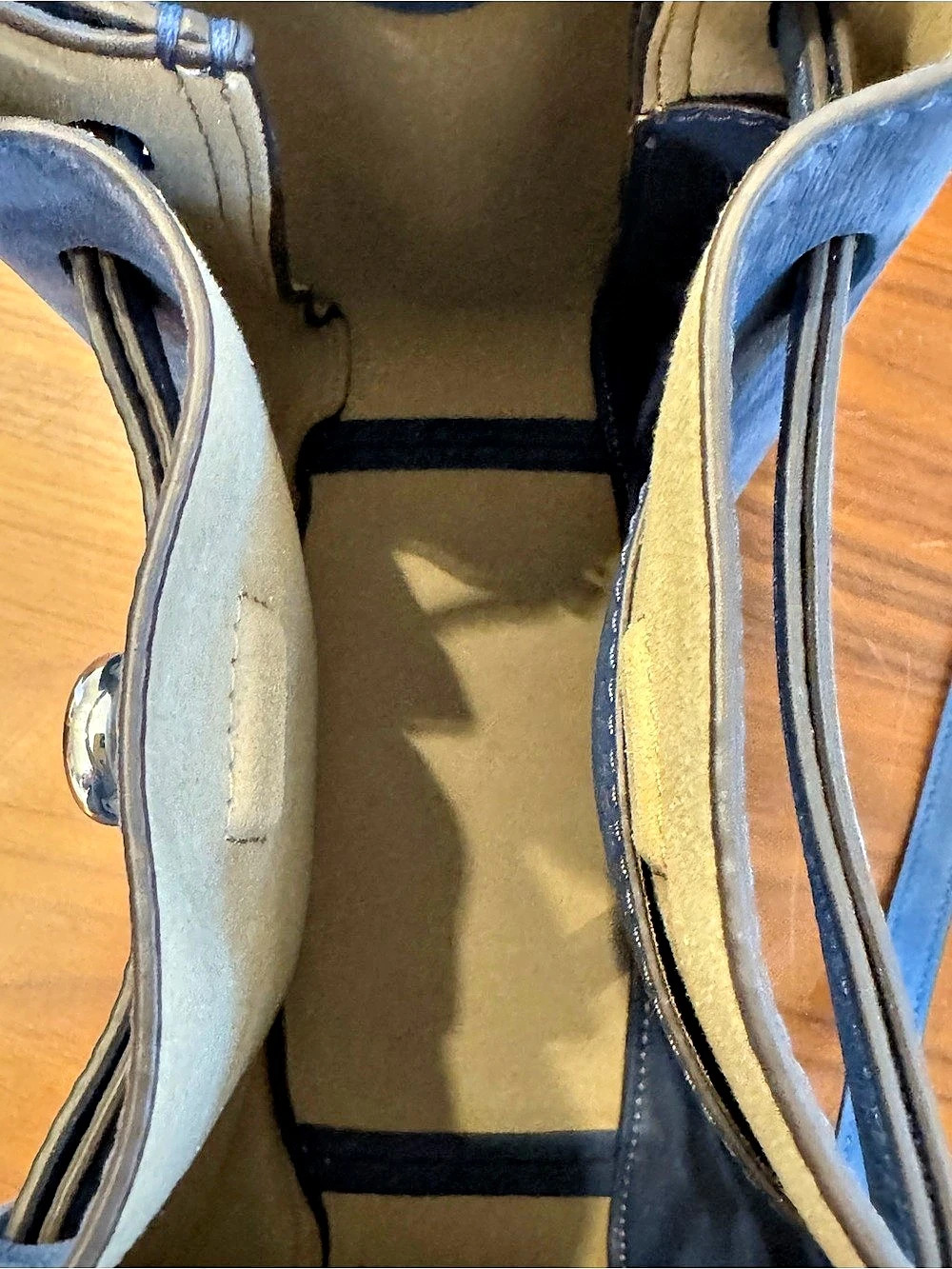 Tory Burch Romy Mini Blue Nubuck Leather Bucket Bag Crossbody - Picture 13 of 15